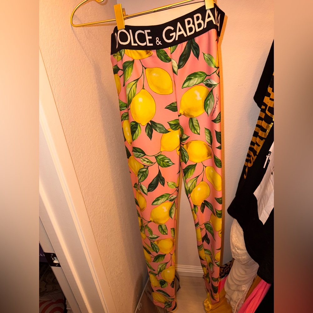 Dolce & Gabbana Pink Lemon Print Leggings